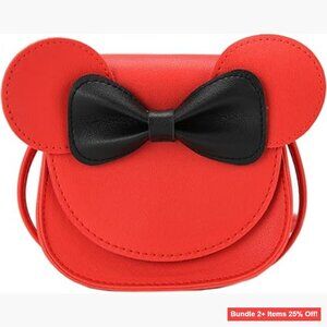 Mouse Ear Bow Crossbody Purse PU Leather Shoulder Bag for Kids